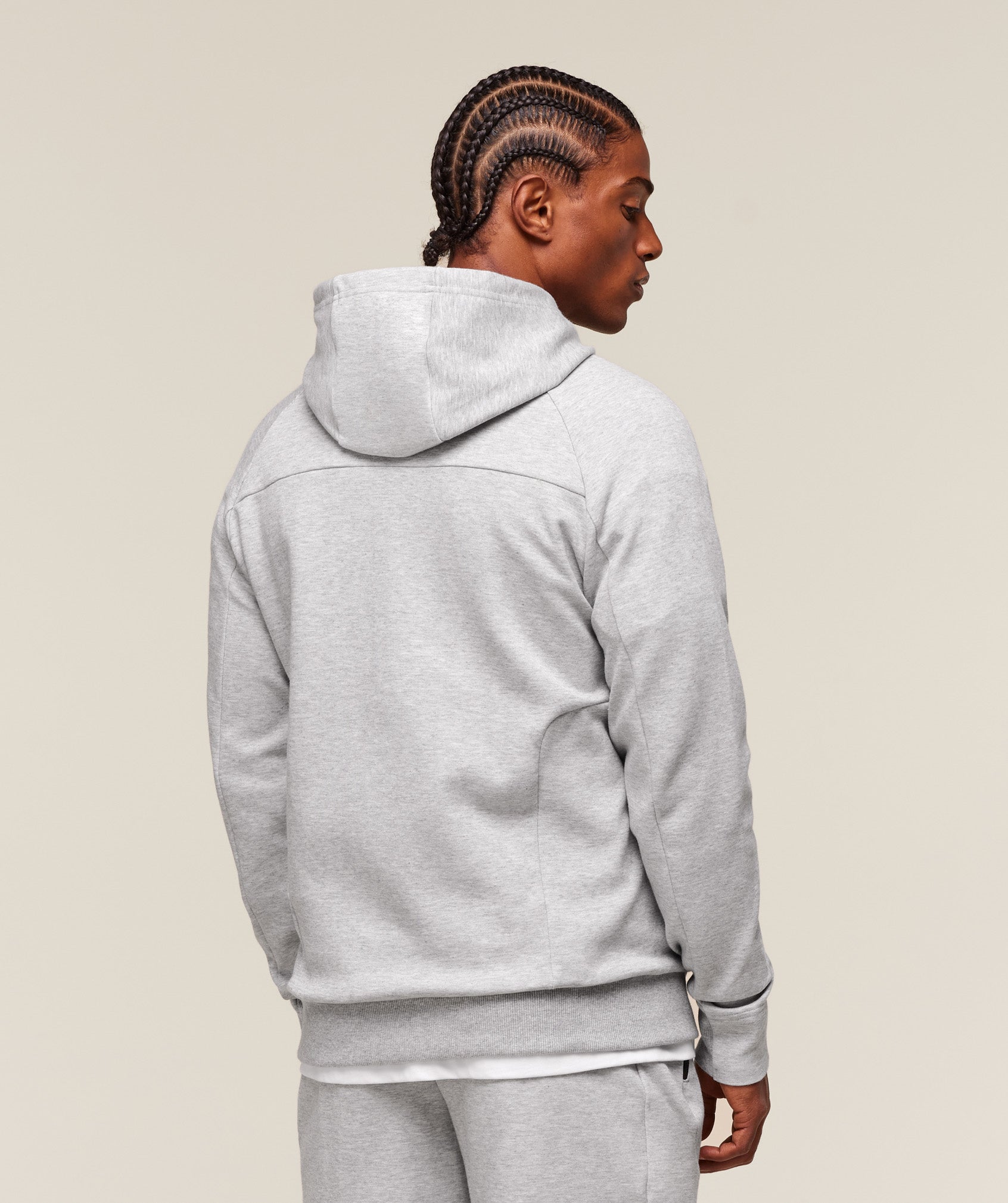 Gymshark Interlock Tech Zip Up Hoodie Light Grey Core Marl