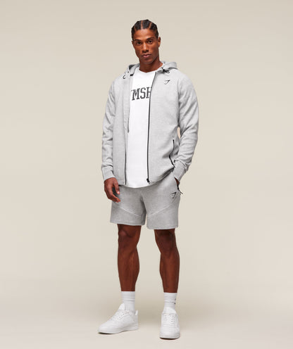 Gymshark Interlock Tech Zip Up Hoodie Light Grey Core Marl