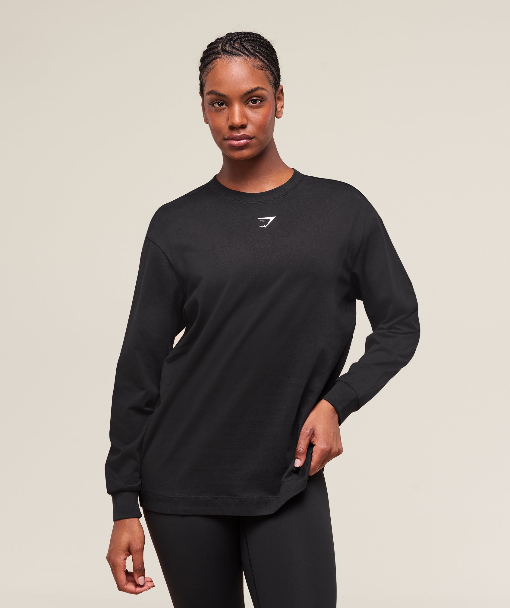Women's Gymshark Trace Graphic Long Sleeve Top Black
