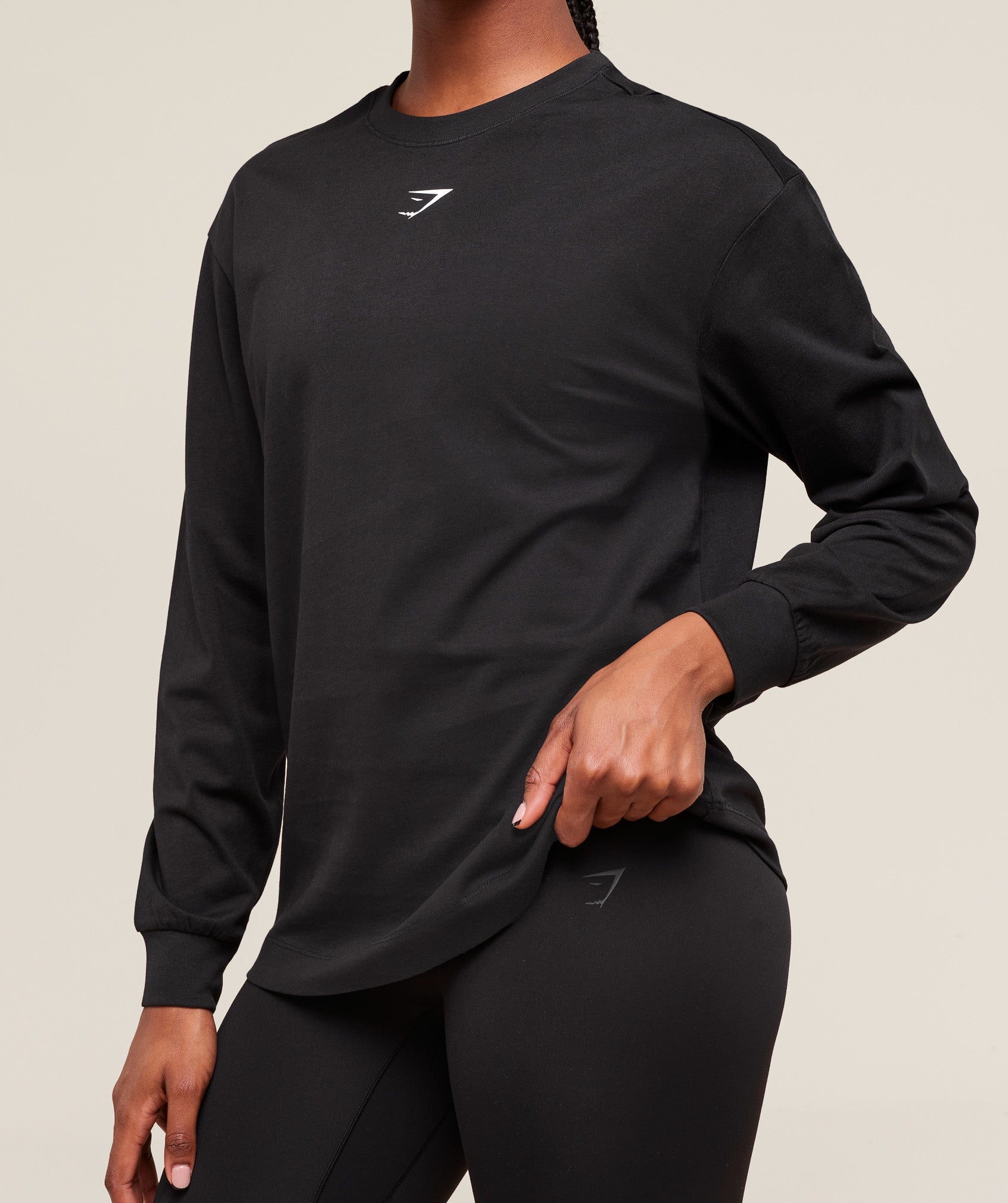 Women's Gymshark Trace Graphic Long Sleeve Top Black