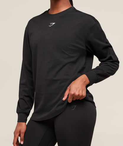 Women's Gymshark Trace Graphic Long Sleeve Top Black