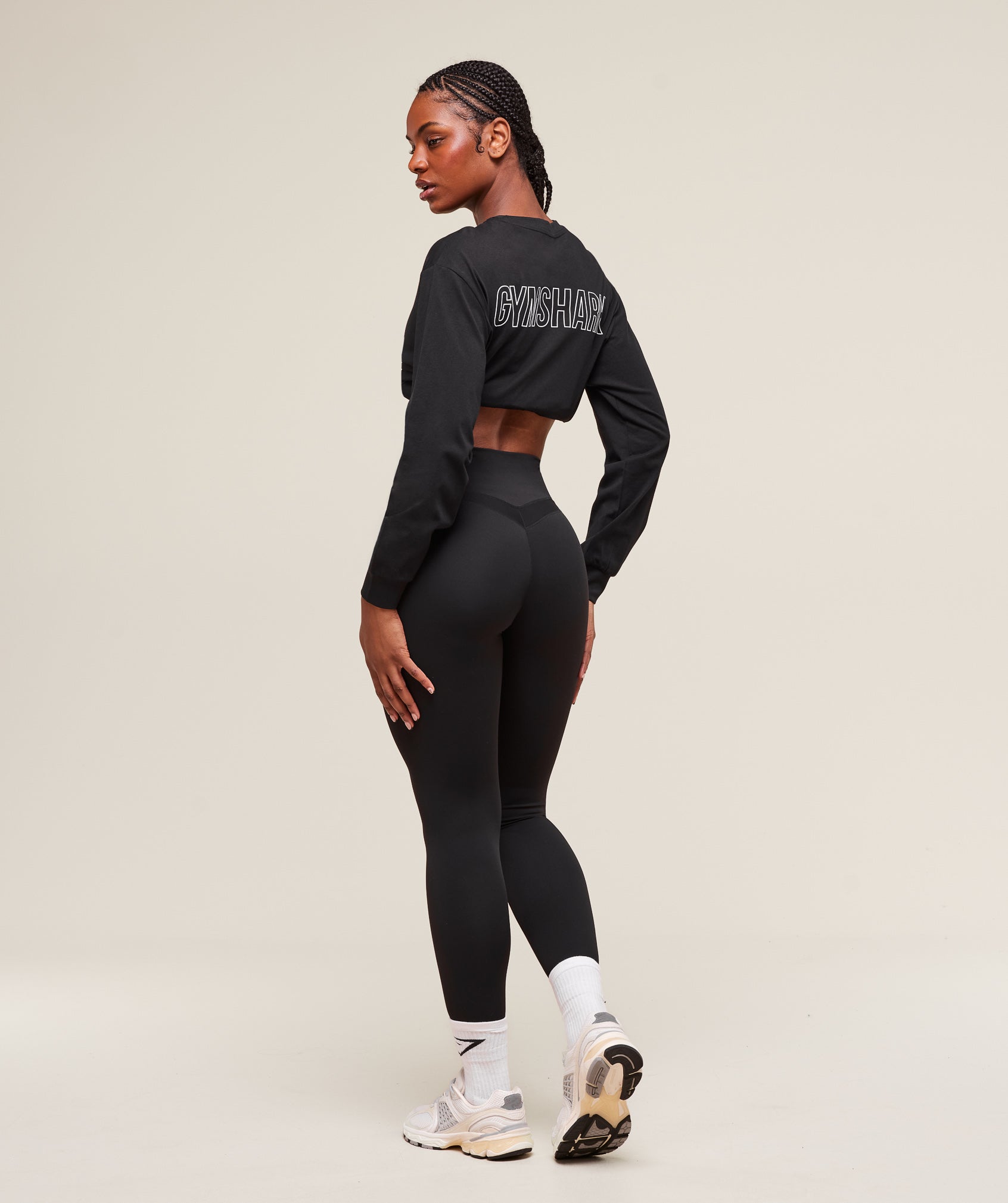 Women's Gymshark Trace Graphic Long Sleeve Top Black