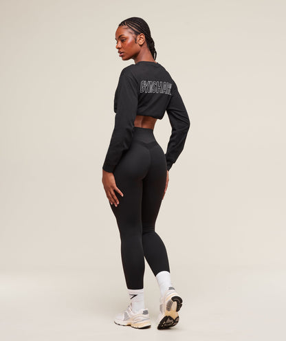 Women's Gymshark Trace Graphic Long Sleeve Top Black