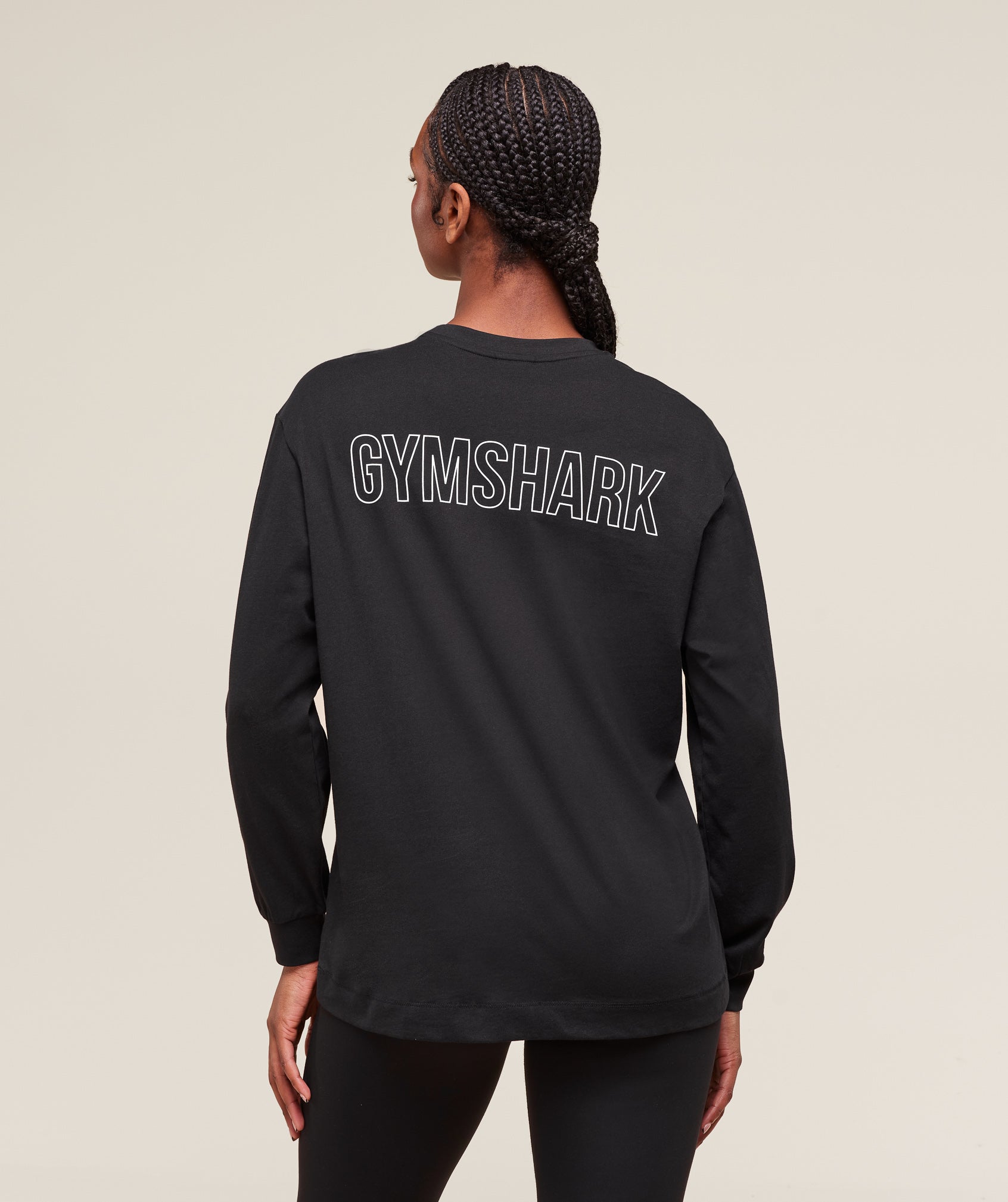 Women's Gymshark Trace Graphic Long Sleeve Top Black