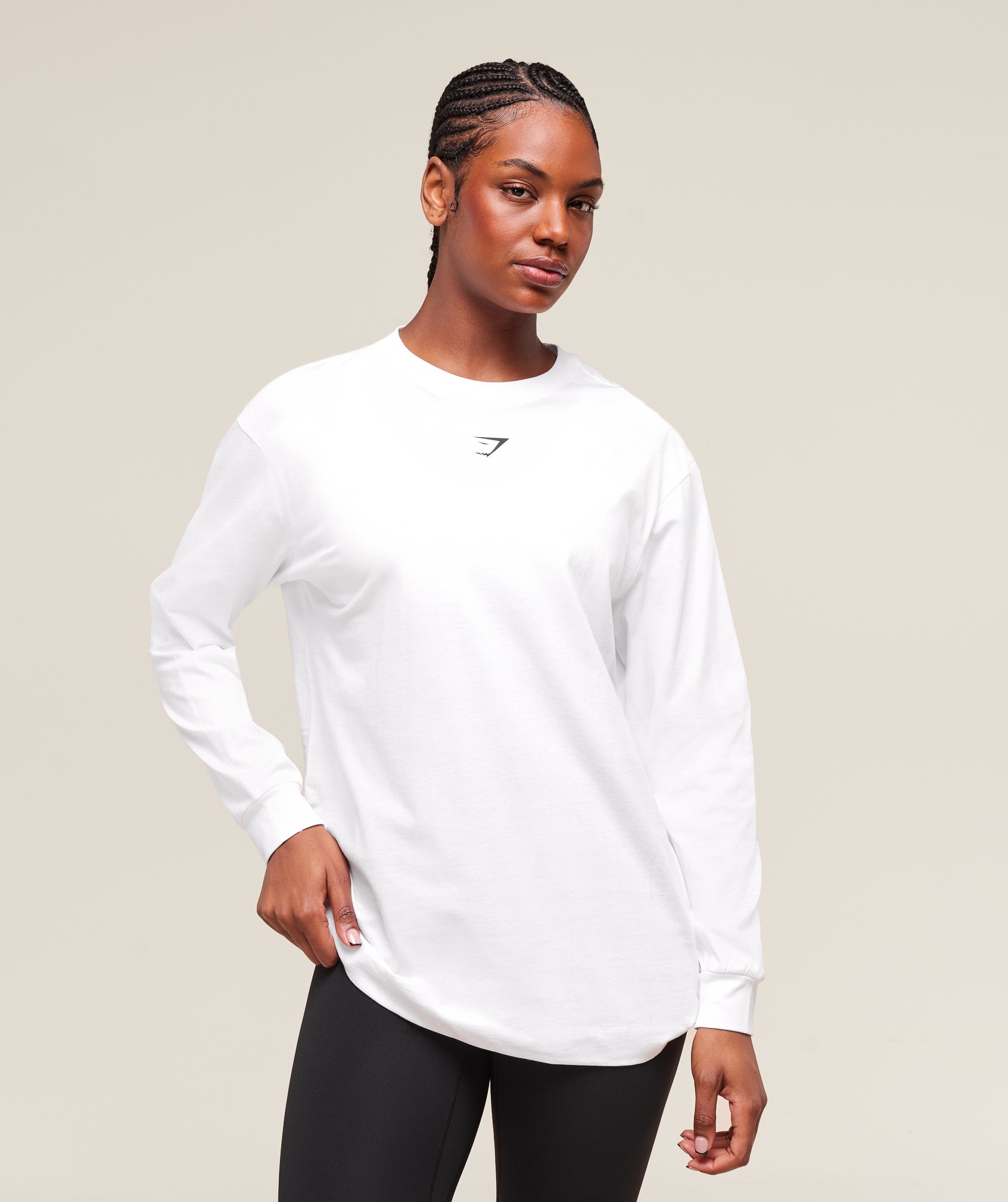 Women's Gymshark Trace Graphic Long Sleeve Top White
