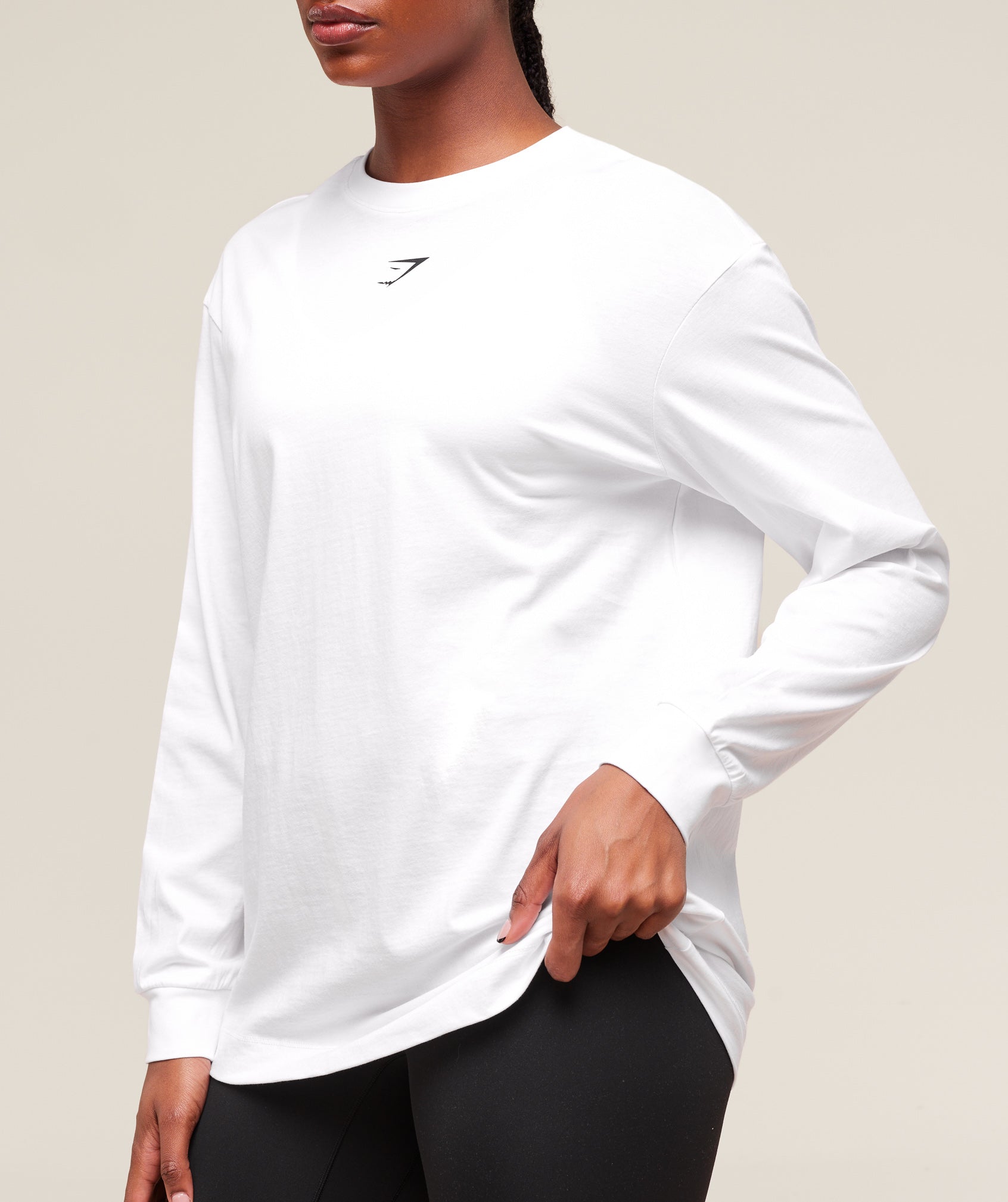 Women's Gymshark Trace Graphic Long Sleeve Top White
