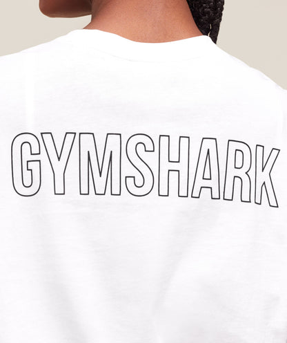 Women's Gymshark Trace Graphic Long Sleeve Top White