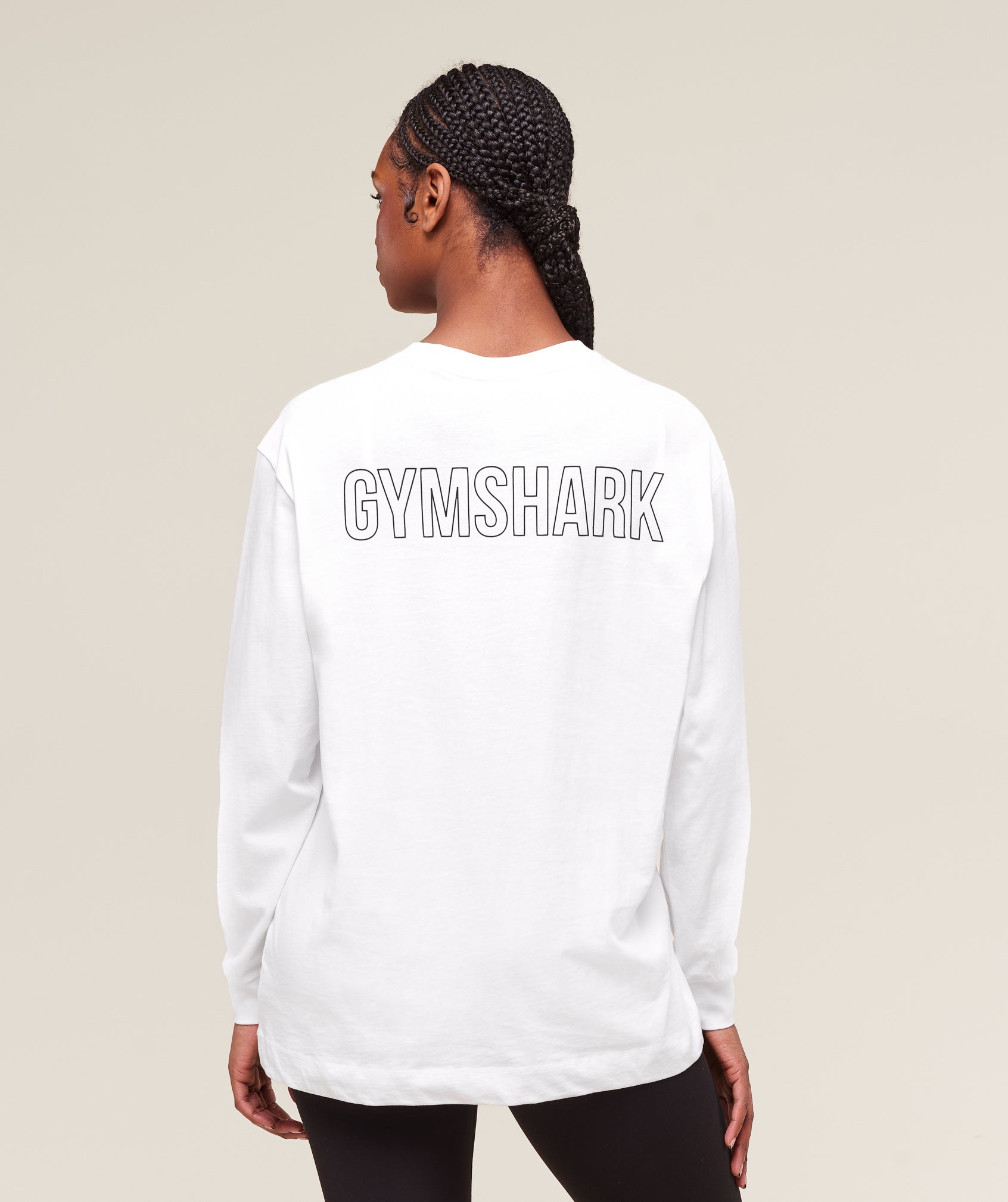 Women's Gymshark Trace Graphic Long Sleeve Top White