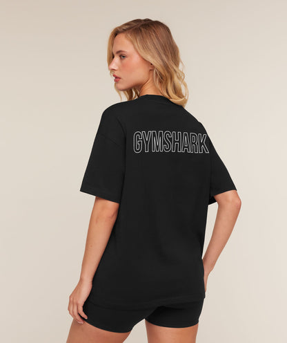 Women's Gymshark Trace Graphic Oversized T-Shirt Black
