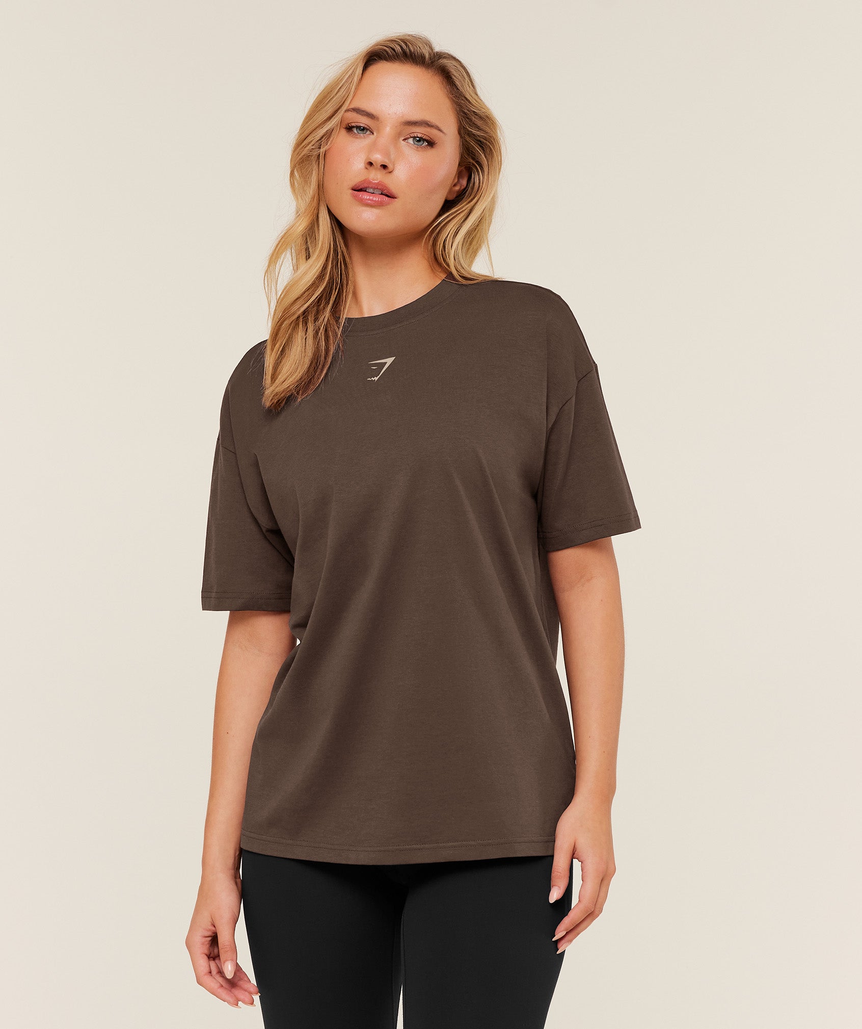 Women's Gymshark Trace Graphic Oversized T-Shirt Archive Brown