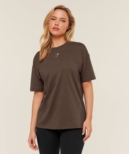 Women's Gymshark Trace Graphic Oversized T-Shirt Archive Brown