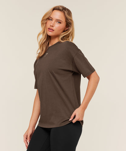Women's Gymshark Trace Graphic Oversized T-Shirt Archive Brown