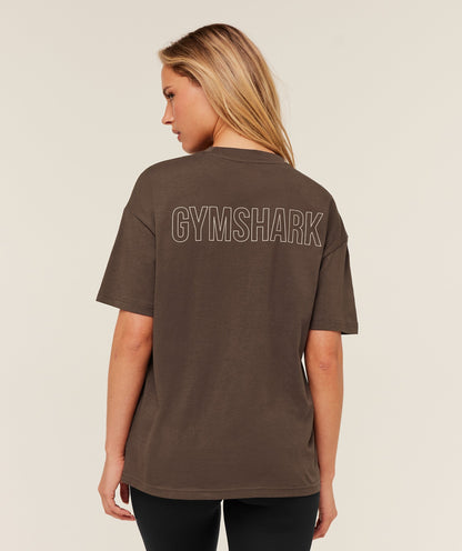 Women's Gymshark Trace Graphic Oversized T-Shirt Archive Brown