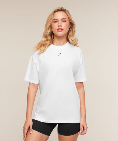 Women's Gymshark Trace Graphic Oversized T-Shirt White
