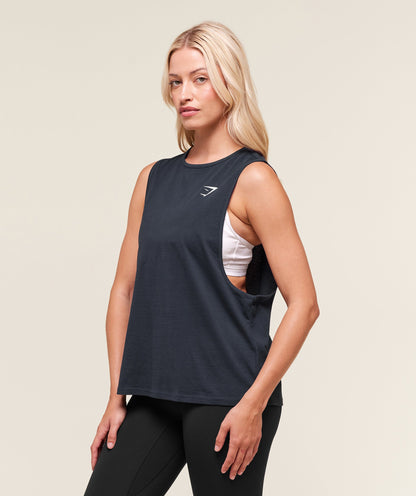 Women's Gymshark Training Drop Arm Tank Heavy Blue