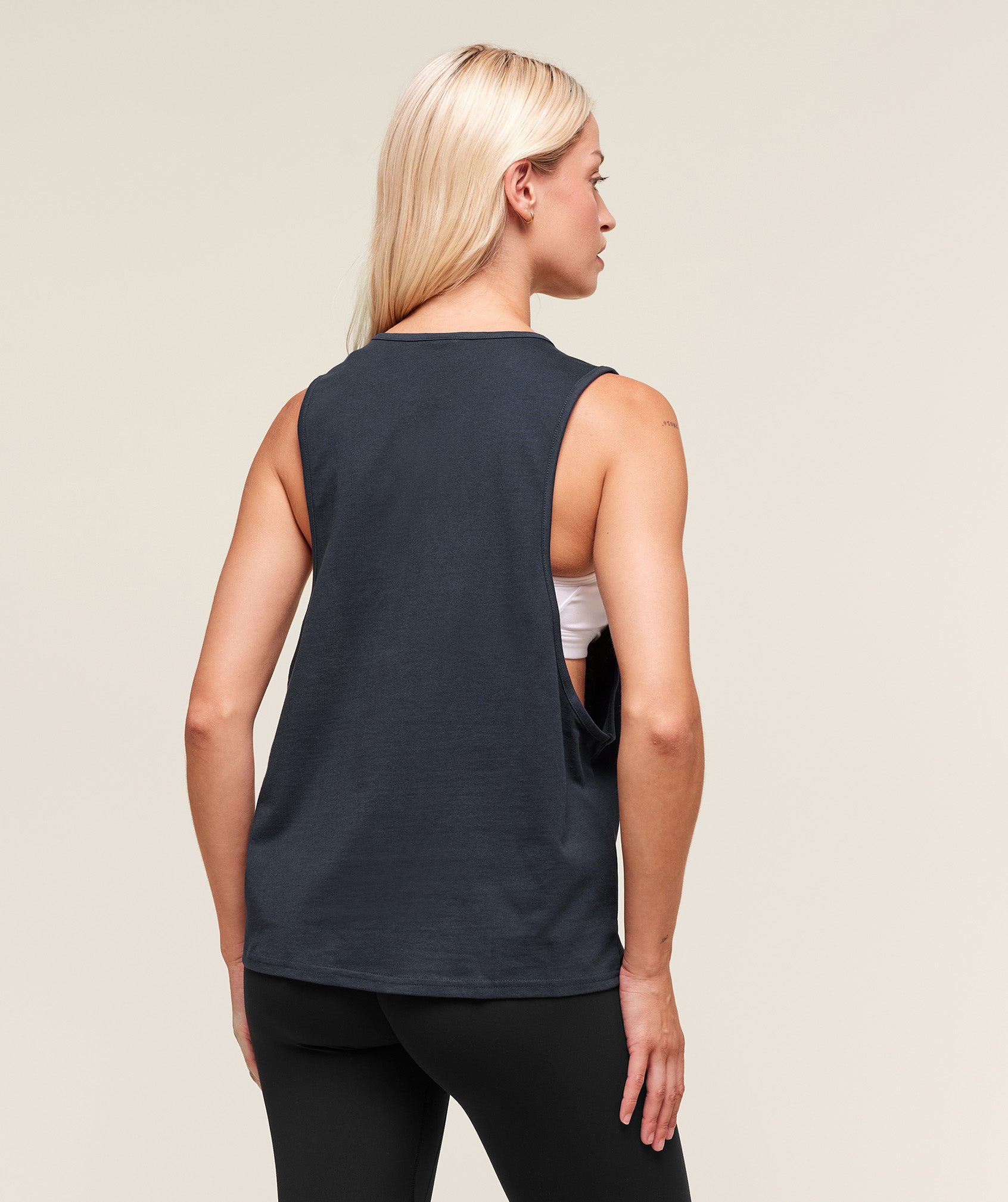 Women's Gymshark Training Drop Arm Tank Heavy Blue