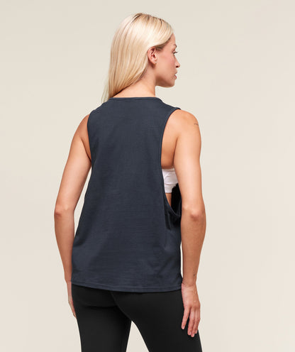 Women's Gymshark Training Drop Arm Tank Heavy Blue