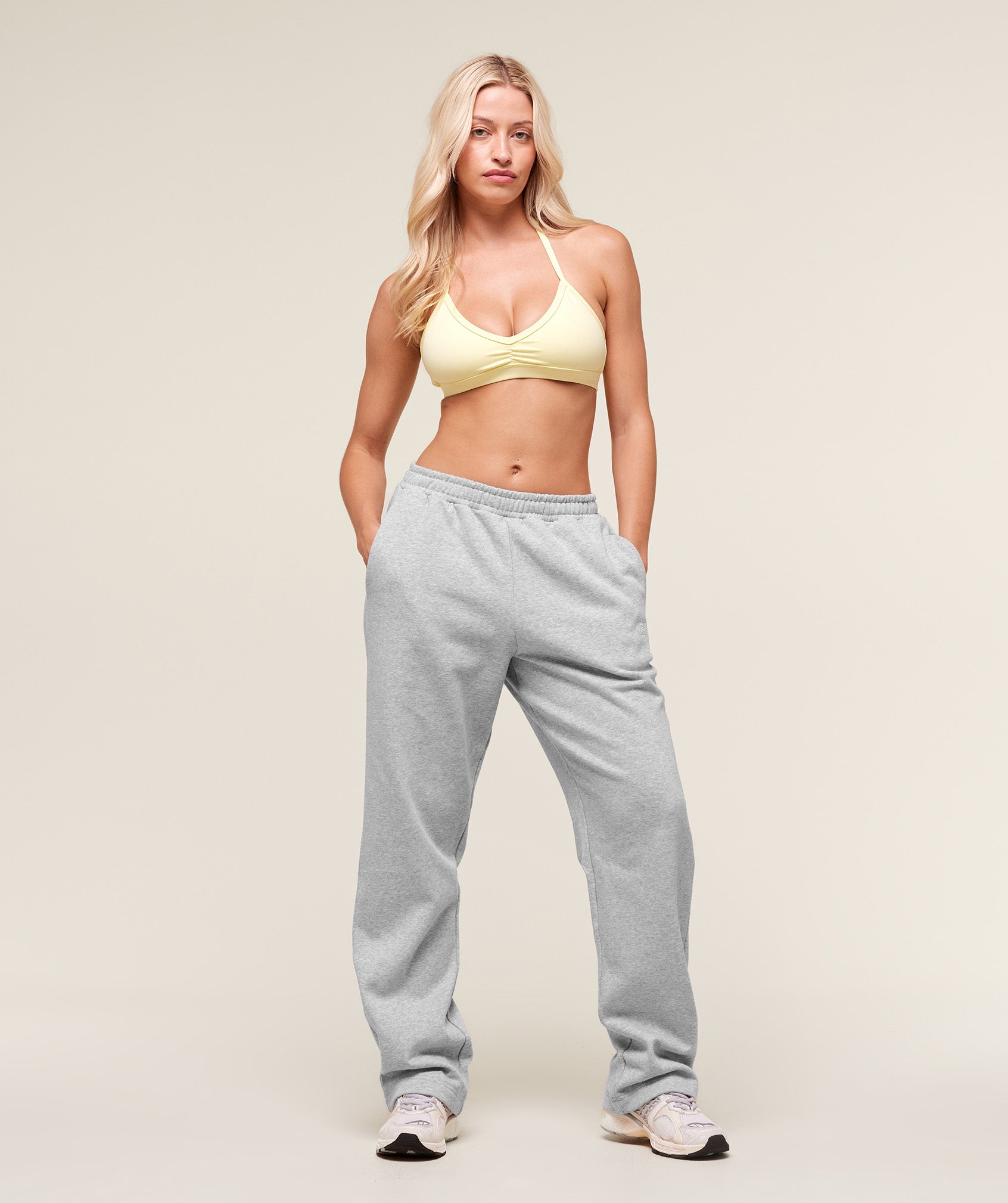 Women's Gymshark Training Fleece Straight Leg Jogger Light Grey Core Marl