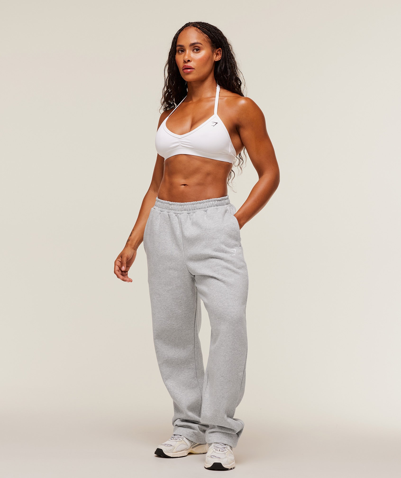 Women's Gymshark Training Fleece Straight Leg Short Pants Light Grey Core Marl