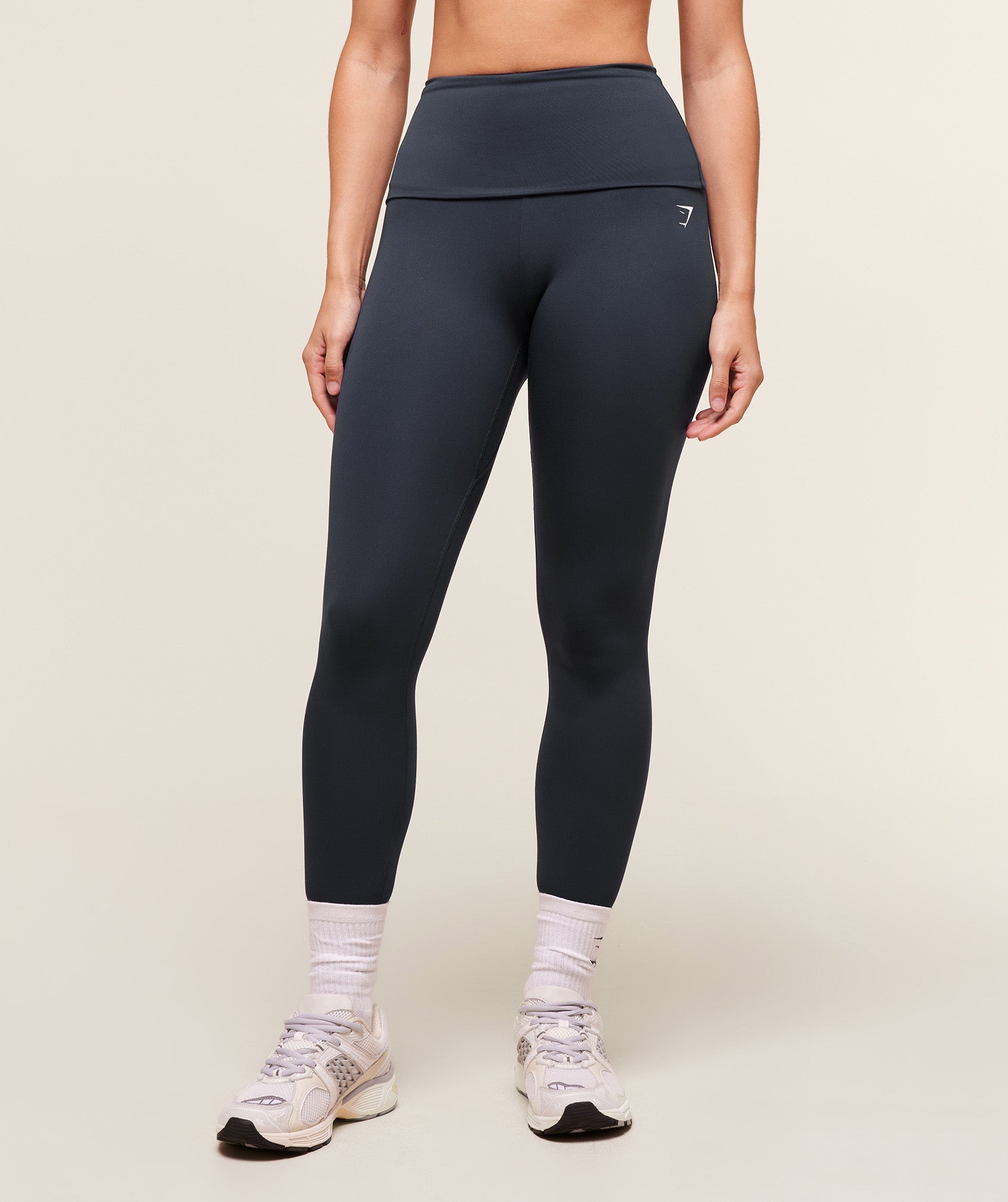 Women's Gymshark Training Foldover Leggings Heavy Blue