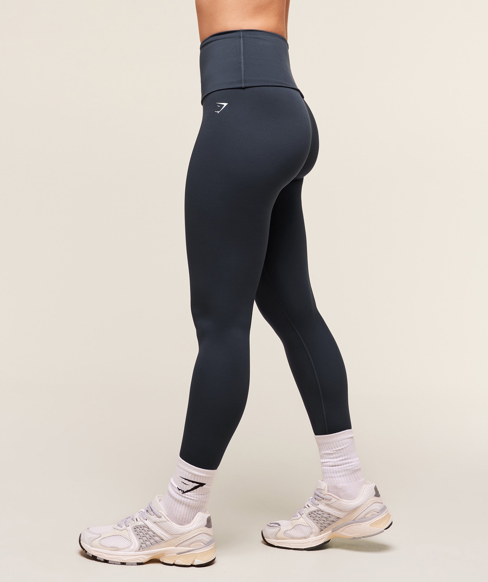 Women's Gymshark Training Foldover Leggings Heavy Blue