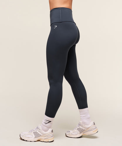 Women's Gymshark Training Foldover Leggings Heavy Blue