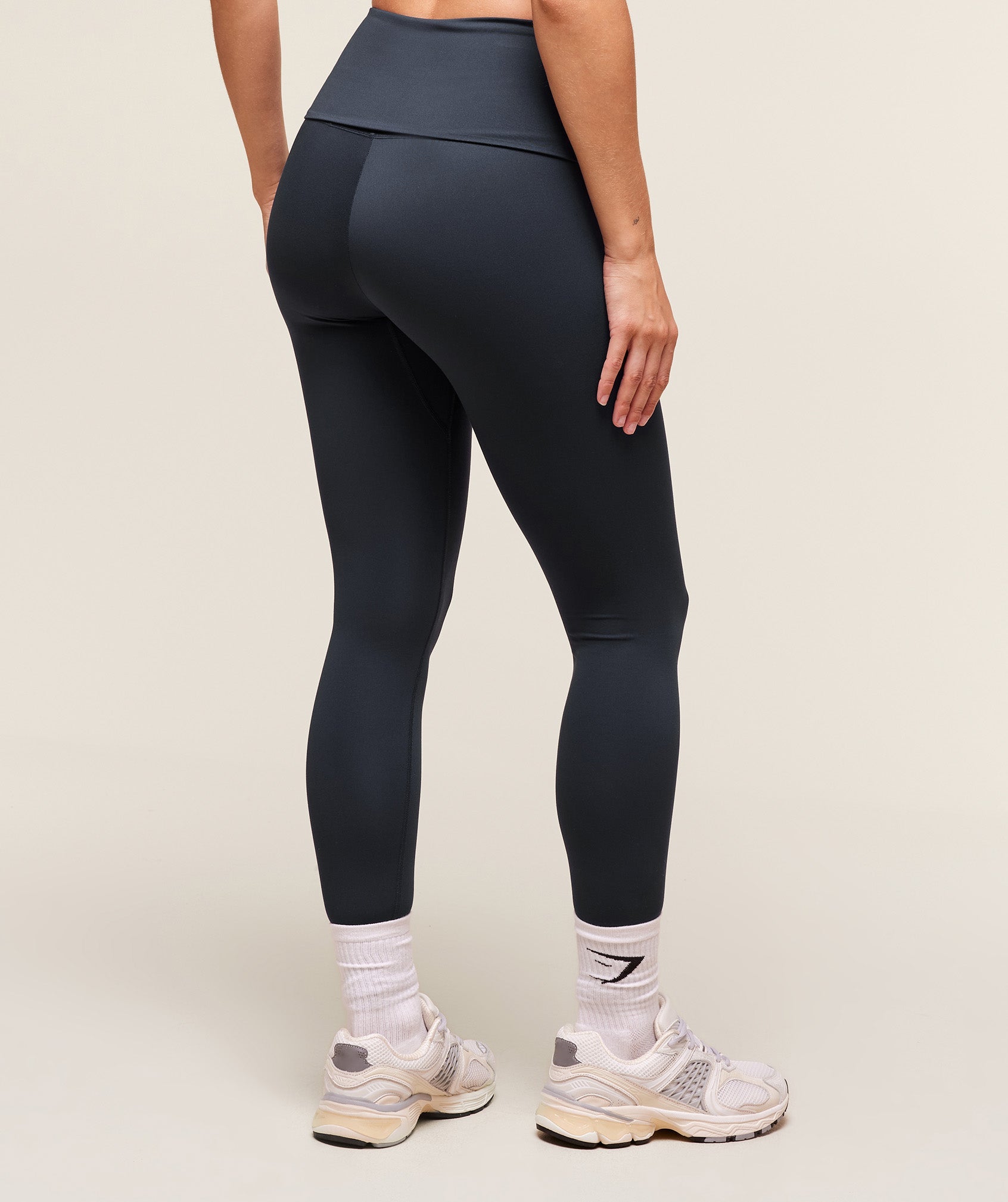 Women's Gymshark Training Foldover Leggings Heavy Blue