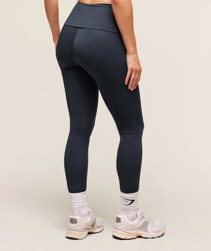 Women's Gymshark Training Foldover Leggings Heavy Blue