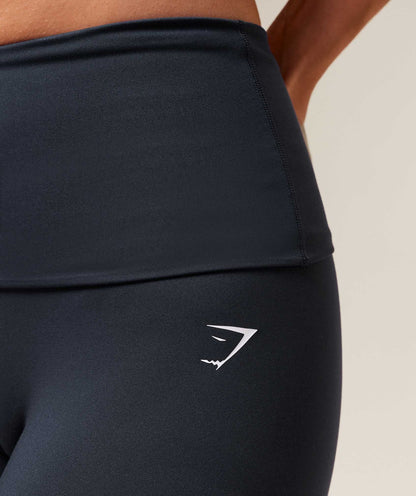Women's Gymshark Training Foldover Leggings Heavy Blue