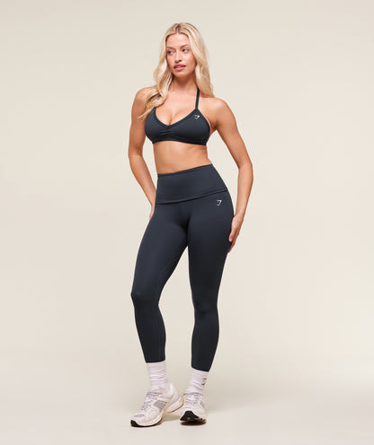 Women's Gymshark Training Foldover Leggings Heavy Blue