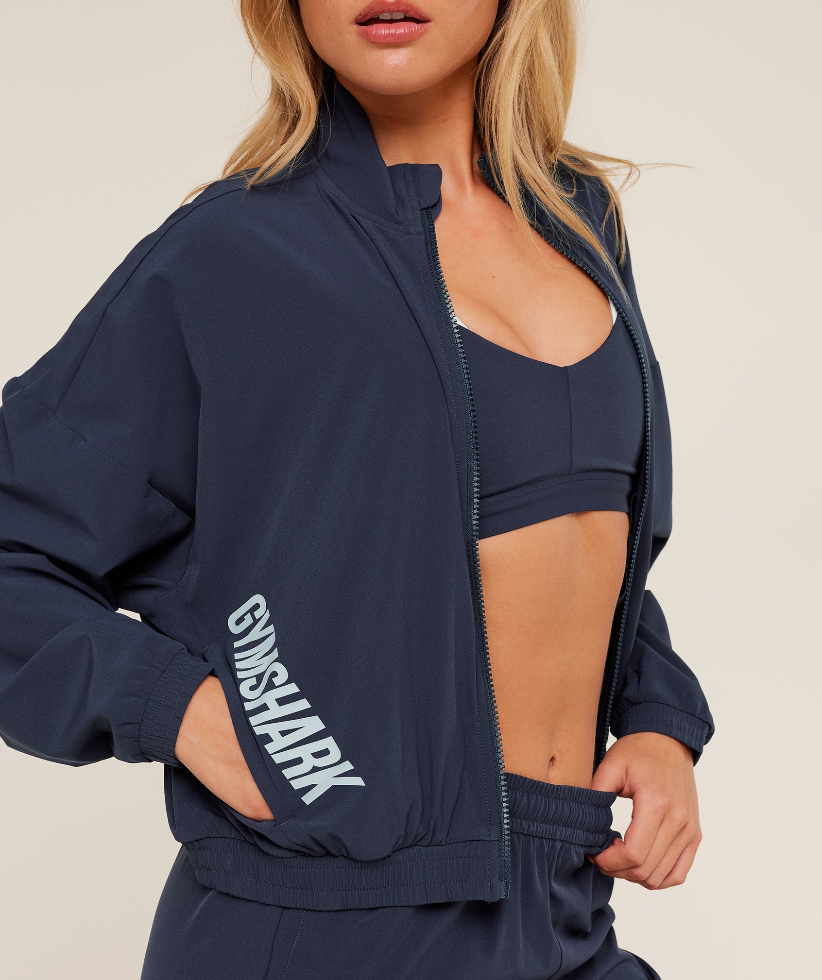 Women's Gymshark Training Everyday Woven Jacket Heavy Blue