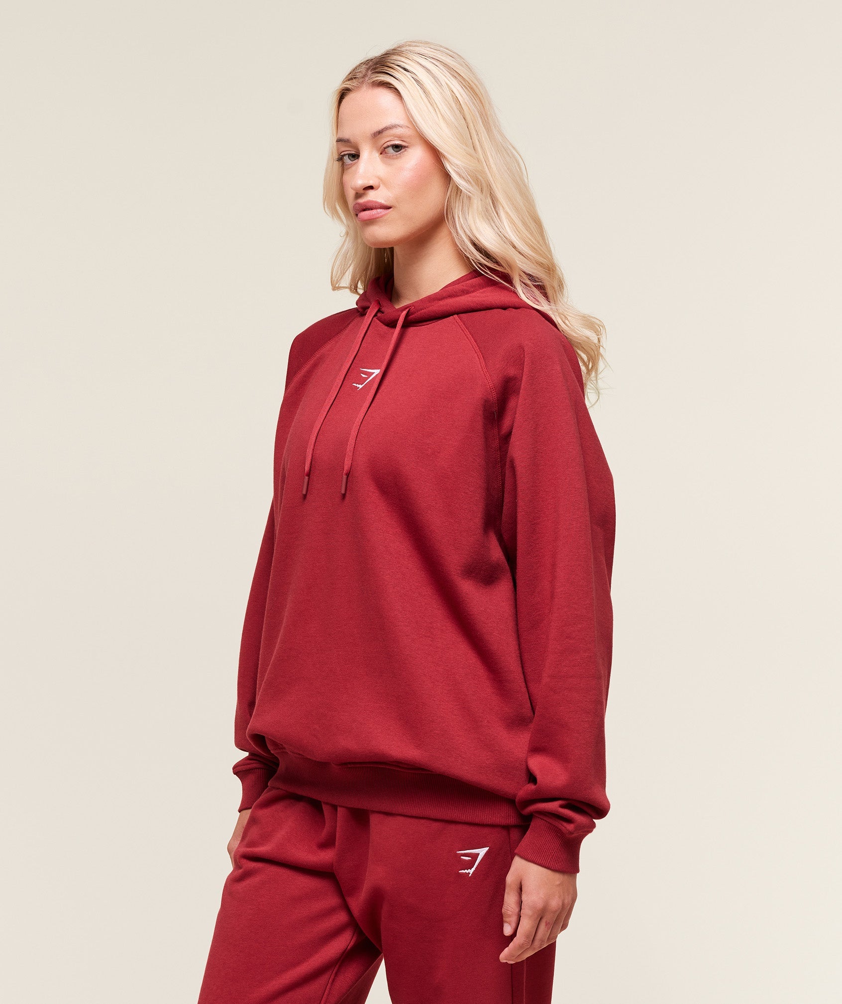 Women's Gymshark Training Oversized Fleece Hoodie Athletic Burgundy