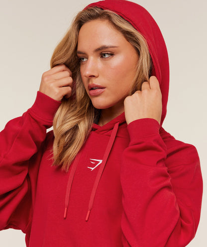 Women's Gymshark Training Oversized Fleece Hoodie Carmine Red