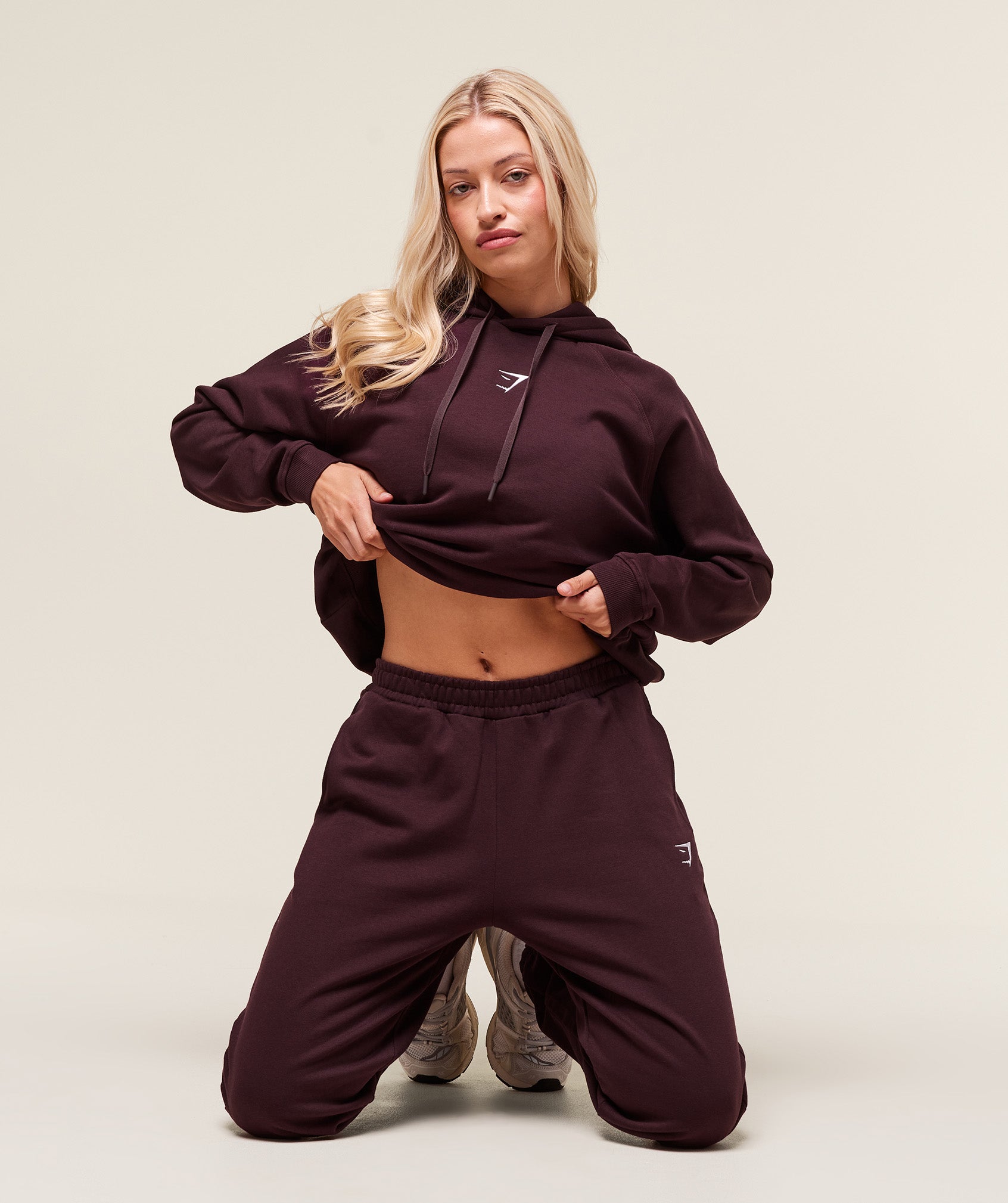 Women's Gymshark Training Oversized Fleece Hoodie Cherry Purple