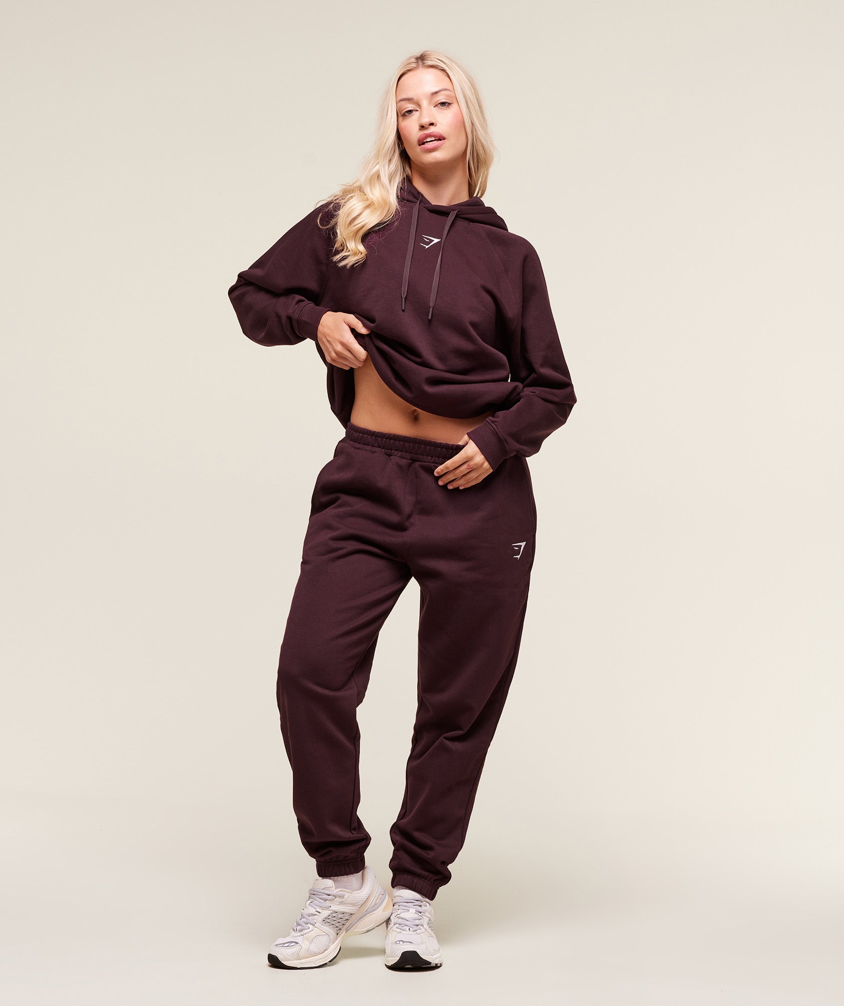 Women's Gymshark Training Oversized Fleece Hoodie Cherry Purple