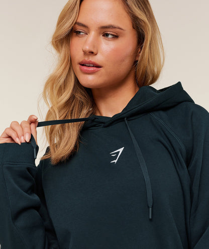 Women's Gymshark Training Oversized Fleece Hoodie Deep Petrol Blue