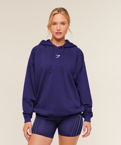 Women's Gymshark Training Oversized Fleece Hoodie Indigo Purple