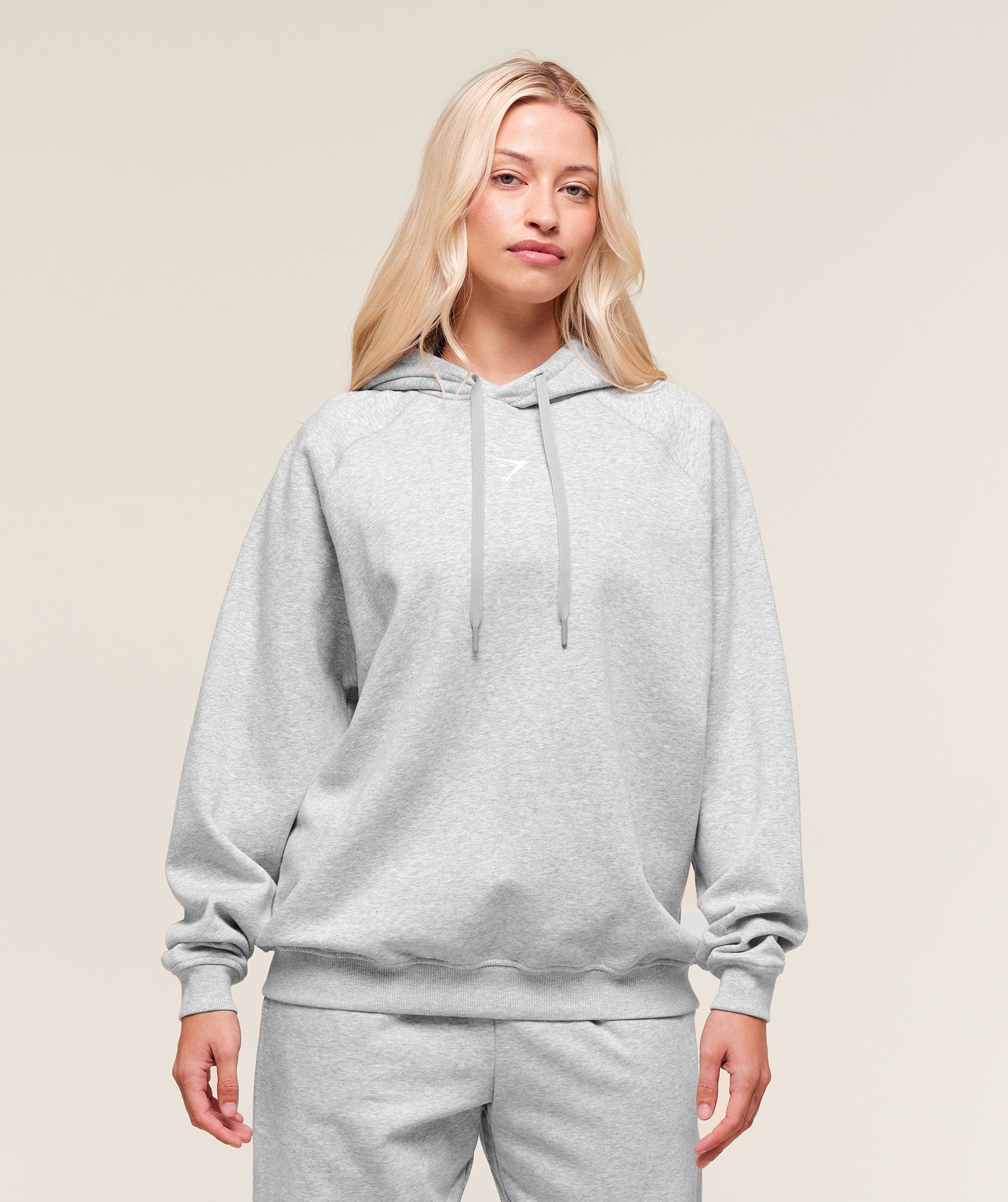 Women's Gymshark Training Oversized Fleece Hoodie Light Grey Core Marl