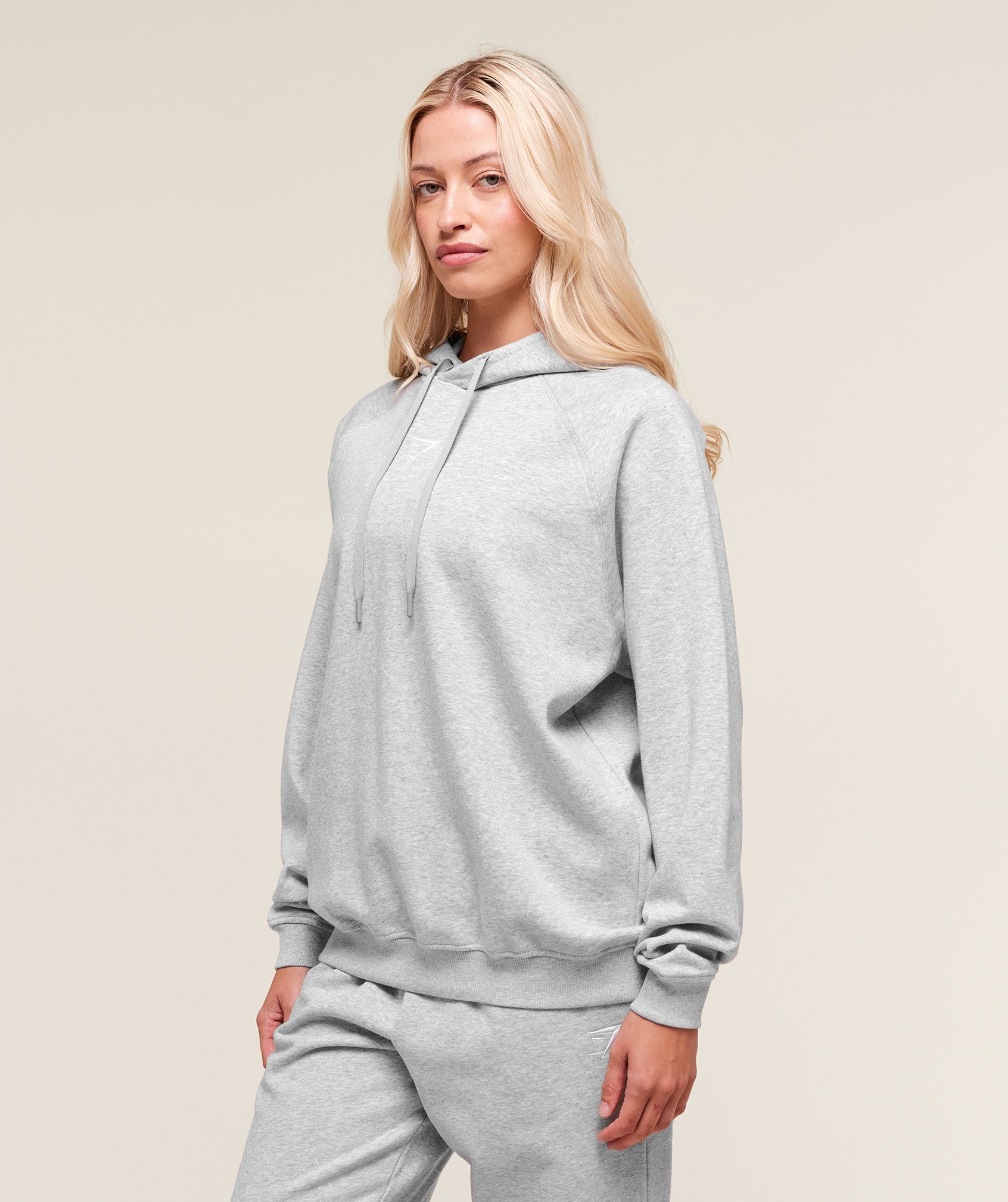Women's Gymshark Training Oversized Fleece Hoodie Light Grey Core Marl