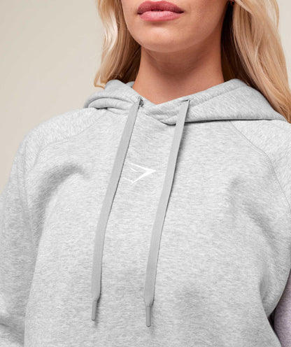 Women's Gymshark Training Oversized Fleece Hoodie Light Grey Core Marl