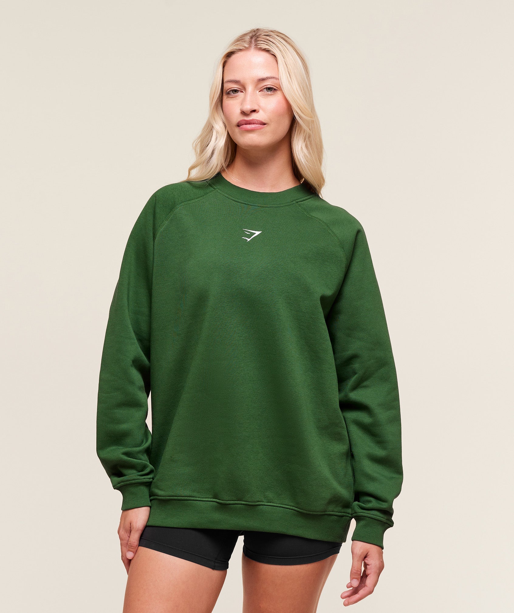 Women's Gymshark Training Oversized Fleece Sweatshirt Athletic Green