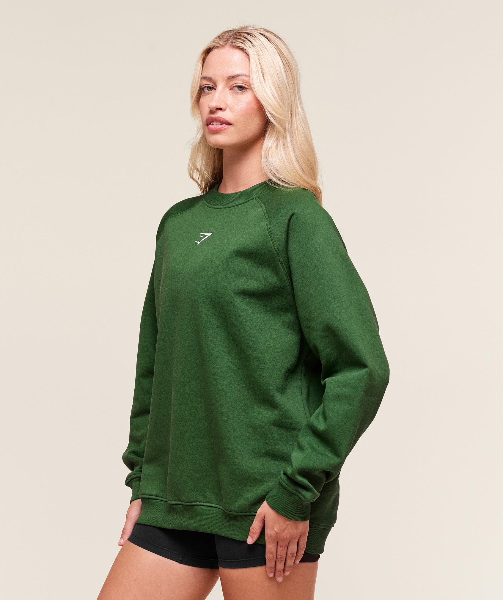 Women's Gymshark Training Oversized Fleece Sweatshirt Athletic Green