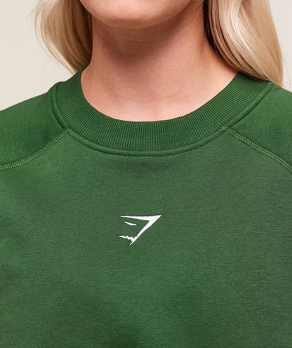 Women's Gymshark Training Oversized Fleece Sweatshirt Athletic Green