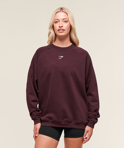 Women's Gymshark Training Oversized Fleece Sweatshirt Cherry Purple