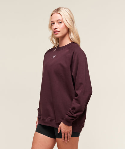 Women's Gymshark Training Oversized Fleece Sweatshirt Cherry Purple