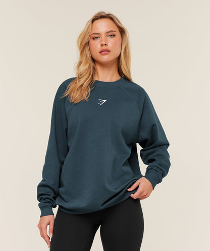 Women's Gymshark Training Oversized Fleece Sweatshirt Gs Stealth Blue