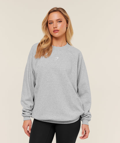 Women's Gymshark Training Oversized Fleece Sweatshirt Light Grey Core Marl