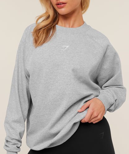 Women's Gymshark Training Oversized Fleece Sweatshirt Light Grey Core Marl