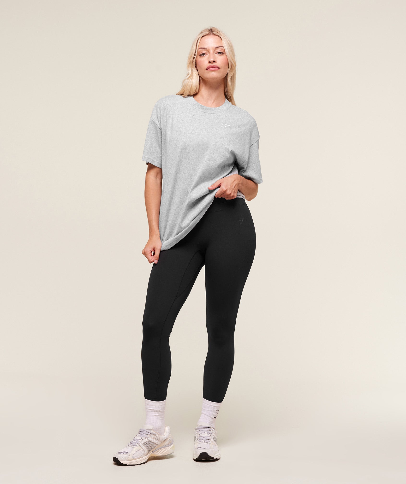 Women's Gymshark Training Oversized T-Shirt Light Grey Marl