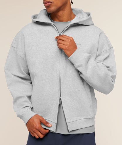 Gymshark Evolve Lightweight Zip Through Hoodie Bros Soft Grey Marl